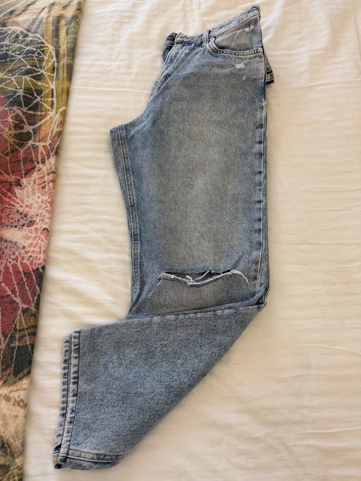 Mavi Düğmeli Loose Fit Kadın Kot Pantolon beden 25/27 - Görsel 5