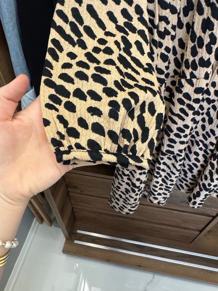 Kahverengi Leopar Desenli MiniElbise - Görsel 3