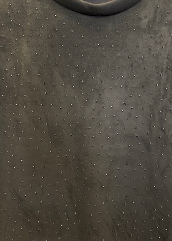 Siyah Süet Kısa Kollu Mini elbise - Görsel 2