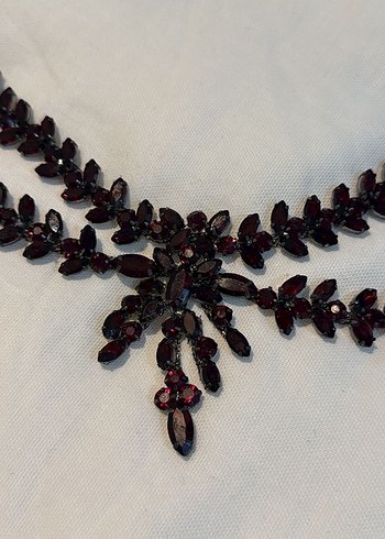 Bordo İşlemeli Uzun Boncuklu Baş Aksesuarı - Görsel 2