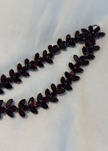 Bordo İşlemeli Uzun Boncuklu Baş Aksesuarı - Görsel 3