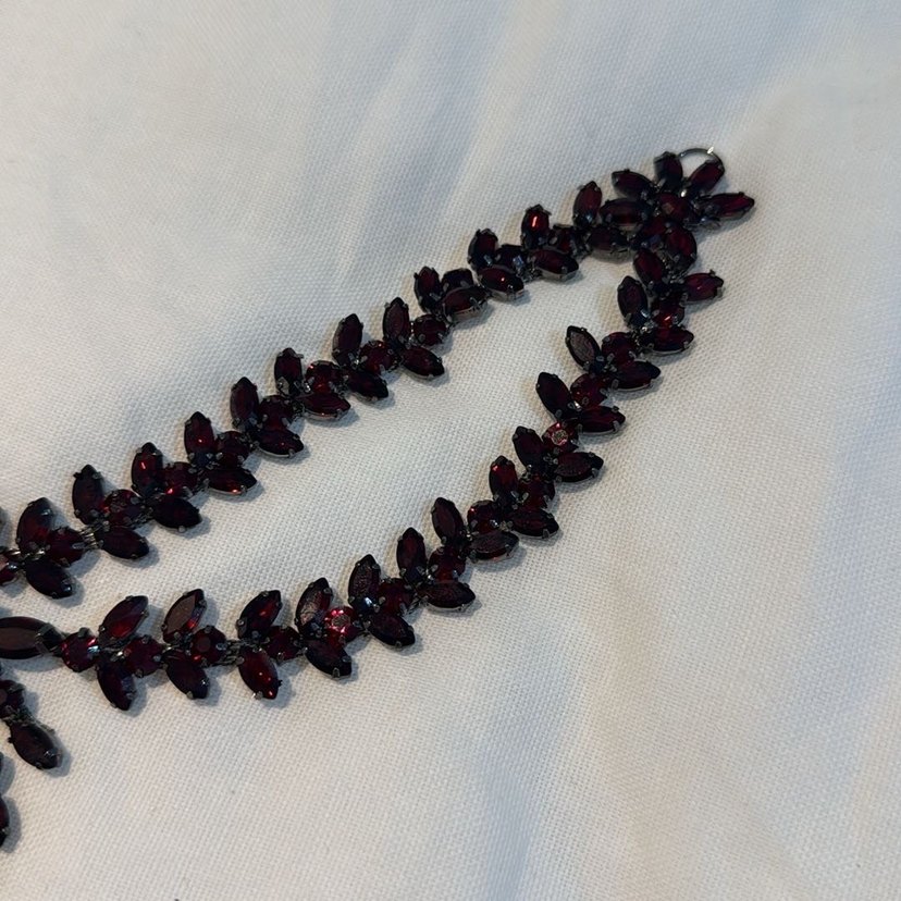 Bordo İşlemeli Uzun Boncuklu Baş Aksesuarı - Görsel 3