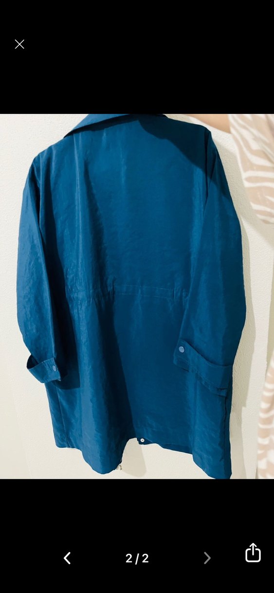 Lacivert bel büzgülü fermuarlı kap ceket 36 - Görsel 2