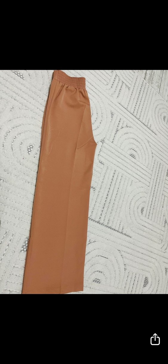 Koyu pudra pembe lastikli bol paça kumaş pantolon 36/38 - Görsel 2