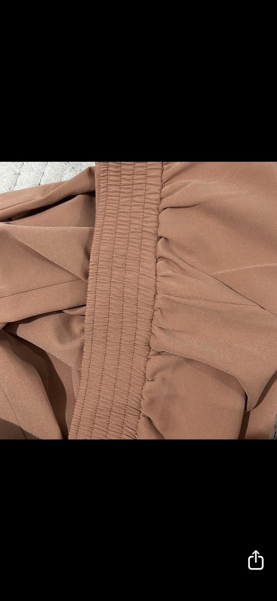 Koyu pudra pembe lastikli bol paça kumaş pantolon 36/38 - Görsel 3