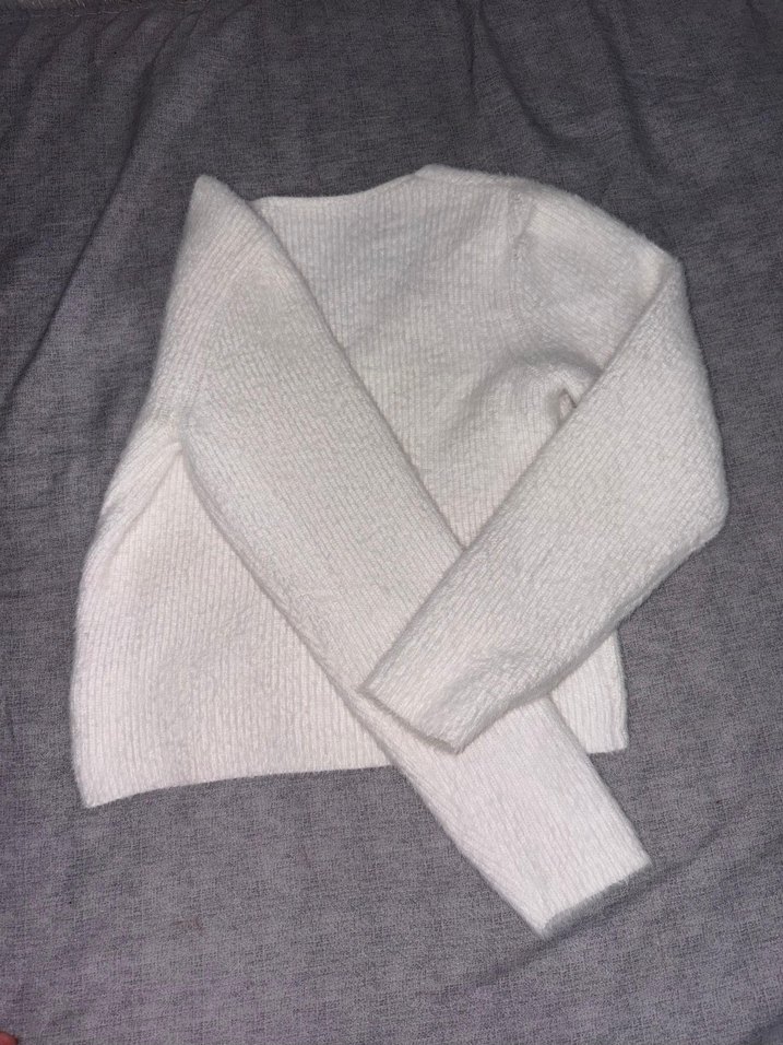 yünlü beyaz bluz - Görsel 4