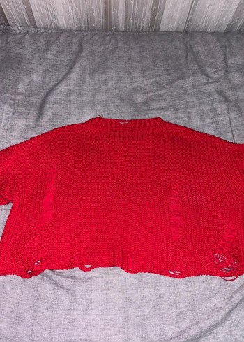 Kırmızı Örgü Kadın Salaş Kazak - Görsel 2