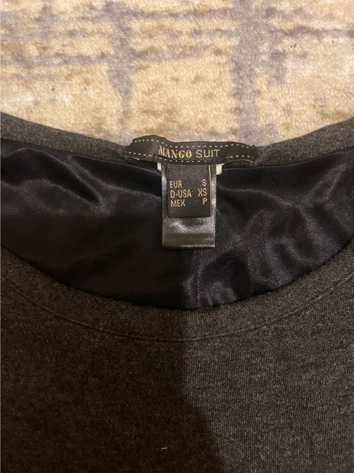 V Yaka Fırfırlı Gri Uzun Kadın Elbise - Görsel 2