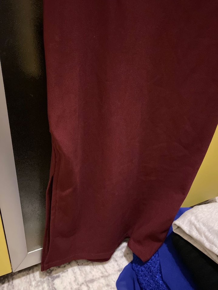 Kadın Bordo Midi Drapeli Etek - Görsel 4