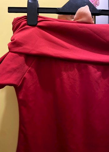 Kırmızı Drapeli Straplez Kadın Bluz - Görsel 2