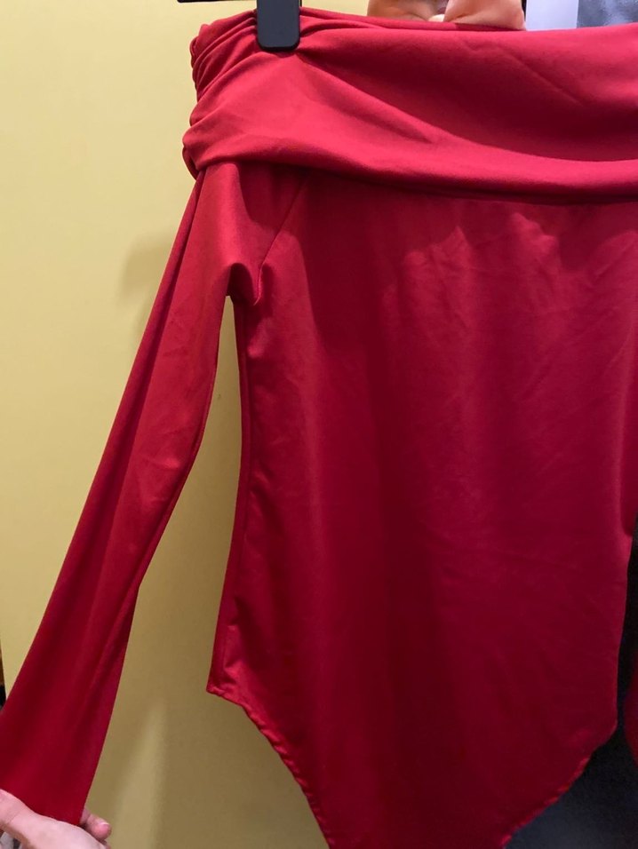 Kırmızı Drapeli Straplez Kadın Bluz - Görsel 3