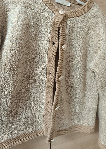 Bej Örgü Kadın Hırka Uzun Kollu - Görsel 3