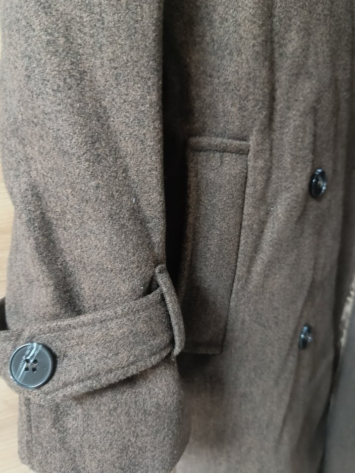 kadın Kahverengi uzun kaban oversize - Görsel 4