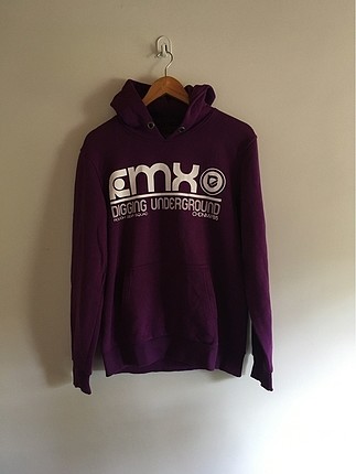 Mor kapşonlu sweatshirt