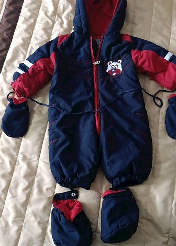 Diğer Kapusonlu Lacivert Bordo Bebek Tulumu