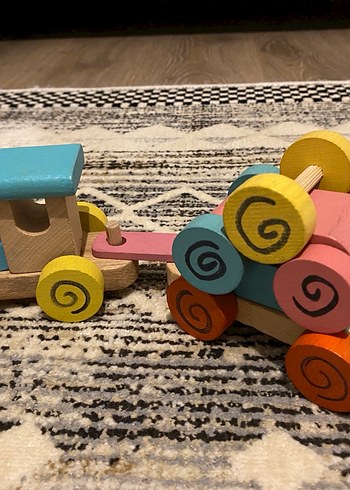 Renkli Ahşap Robotik Tren Eğitici Oyuncak - Görsel 2