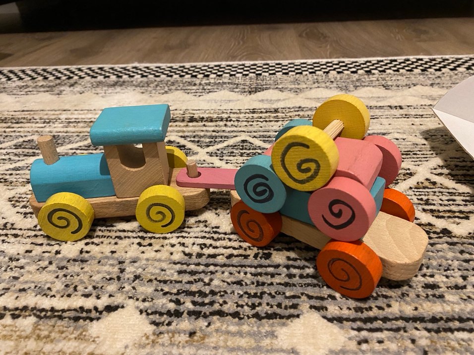 Renkli Ahşap Robotik Tren Eğitici Oyuncak - Görsel 2