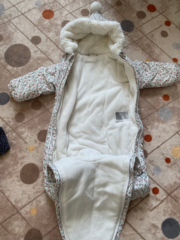 H&M Çiçek Desenli Kapüşonlu Bebek Kız Tulumu - Görsel 2