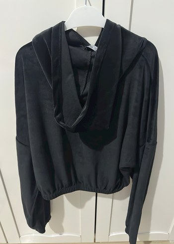 Siyah Kapüşonlu Kadın Sweatshirt - Görsel 3