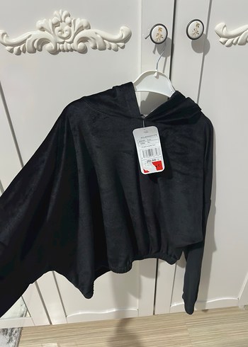 Siyah Kapüşonlu Kadın Sweatshirt - Görsel 2