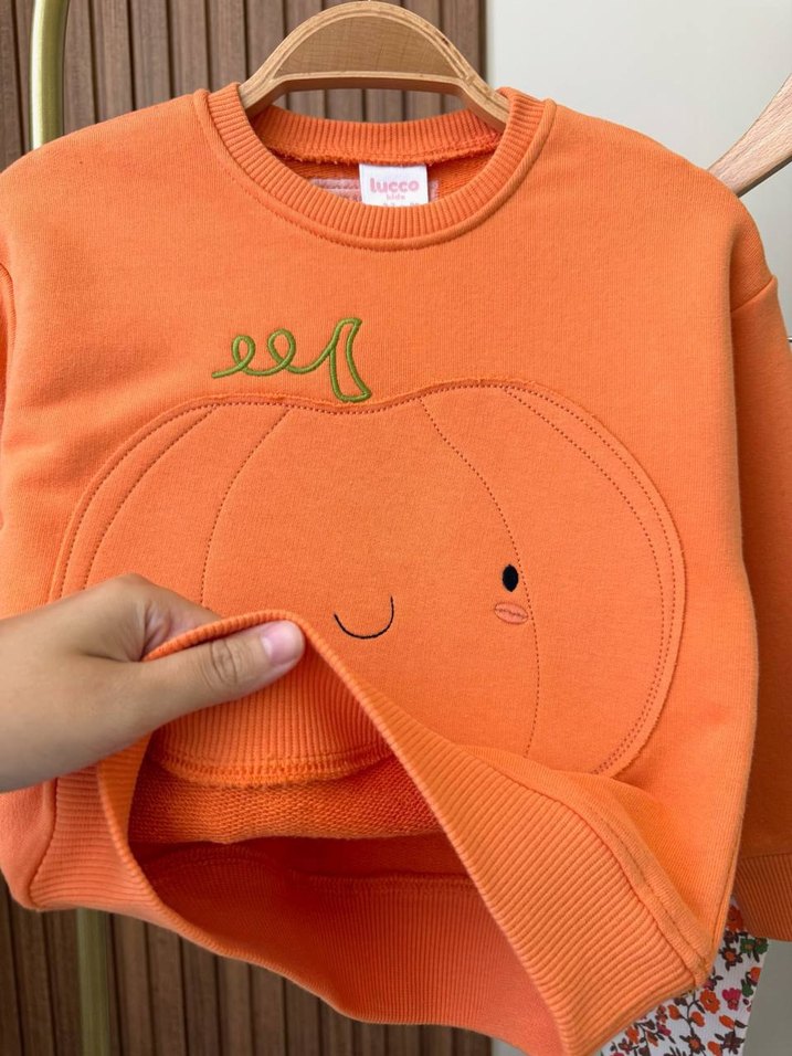 Turuncu Baskılı Uzun Kollu Kız Takımı - Görsel 3