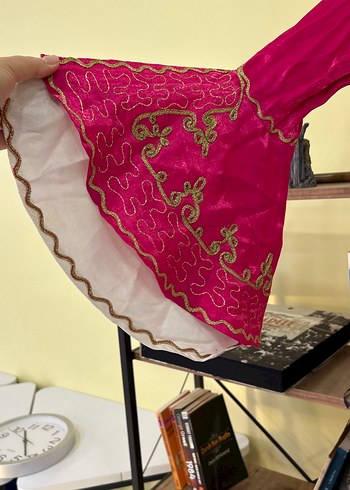 Pembe Nakışlı Uzun Kadın Hint Elbisesi - Görsel 4