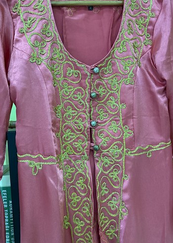 Pembe Nakışlı Uzun Kadın Nedime Kaftanı - Görsel 2