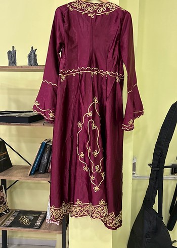 Bordo Nakışlı Nedime Kaftanı - Görsel 3