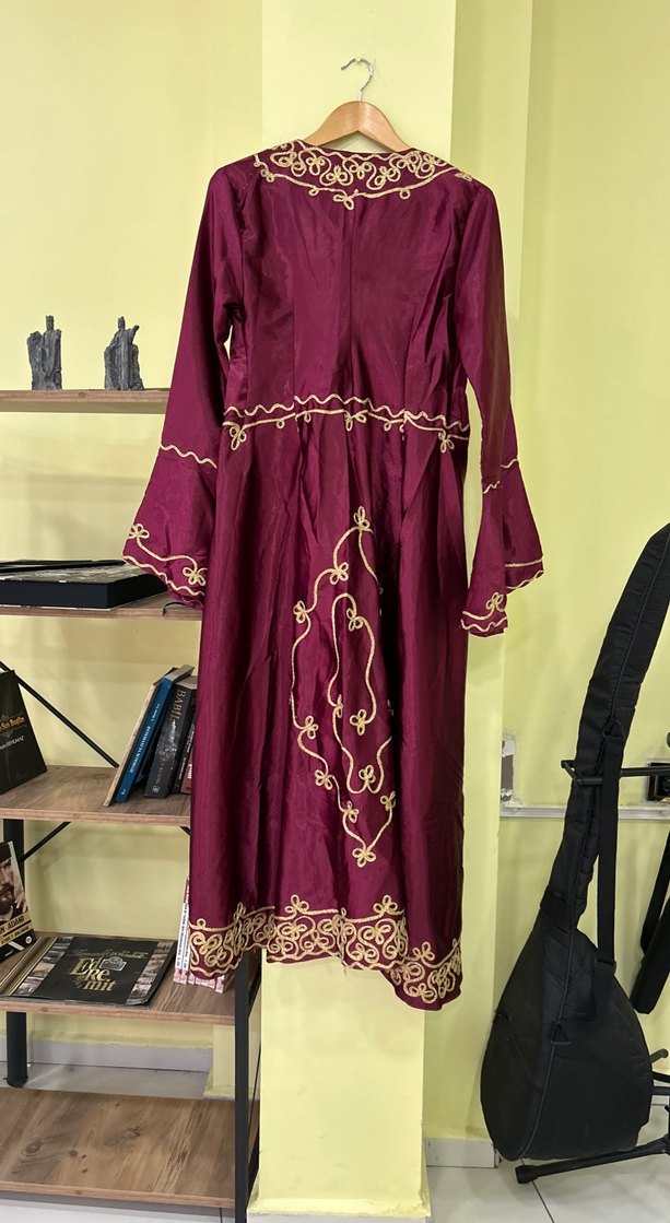 Bordo Nakışlı Nedime Kaftanı - Görsel 3