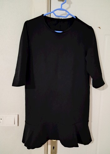 Siyah Kısa Kollu  Midi Elbise - Görsel 2