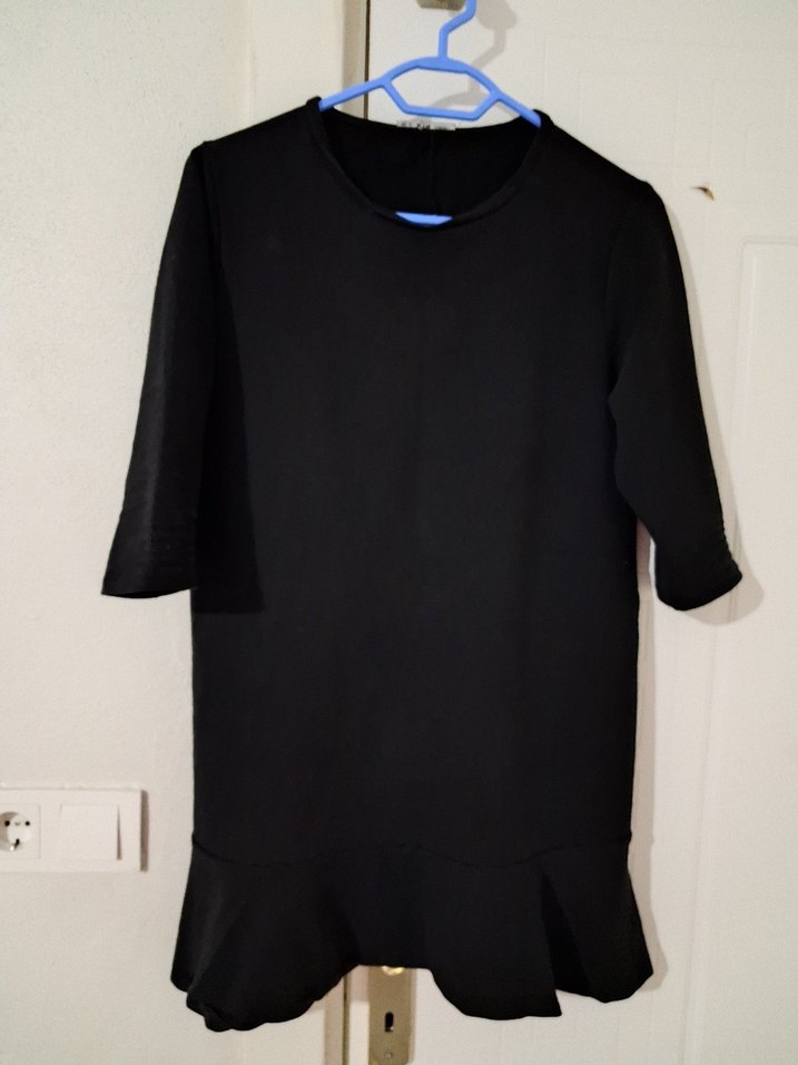 Siyah Kısa Kollu  Midi Elbise - Görsel 2