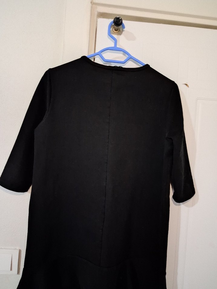 Siyah Kısa Kollu  Midi Elbise - Görsel 4