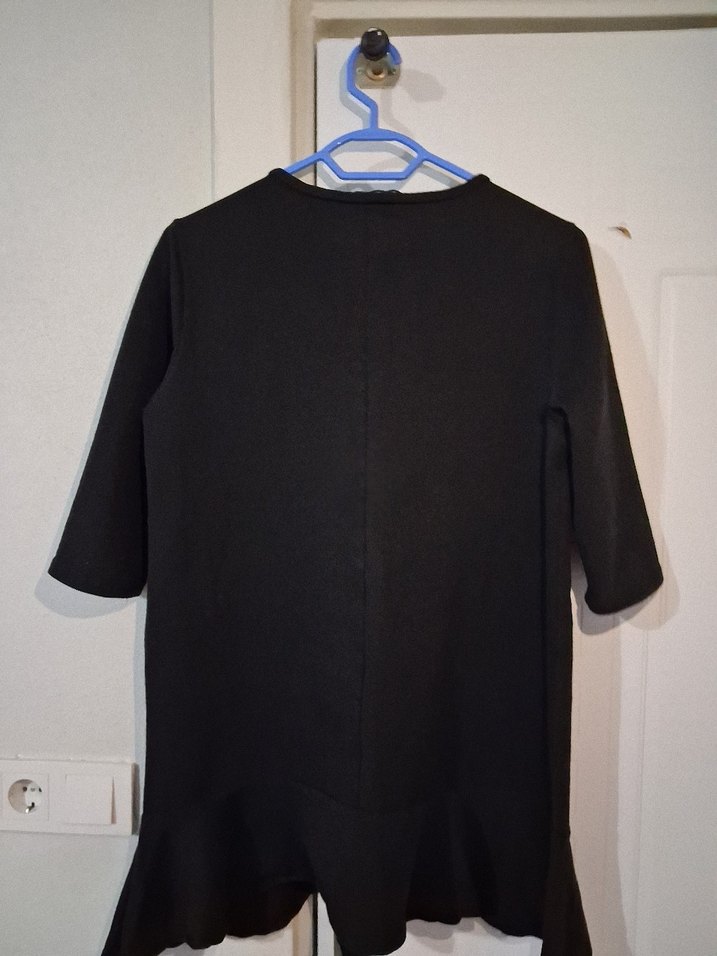 Siyah Kısa Kollu  Midi Elbise - Görsel 5