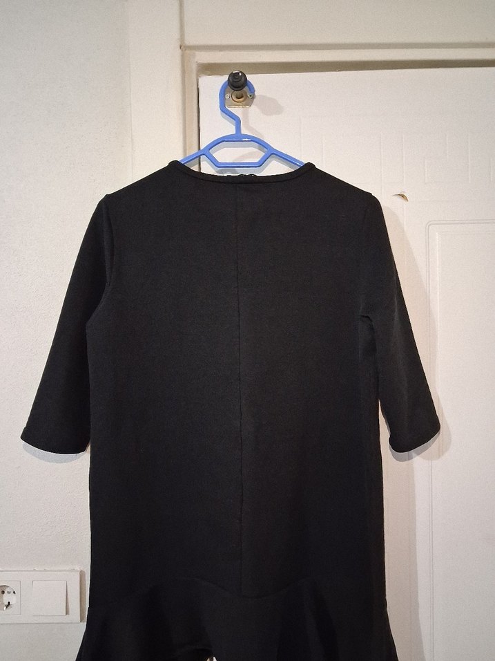 Siyah Kısa Kollu  Midi Elbise - Görsel 3