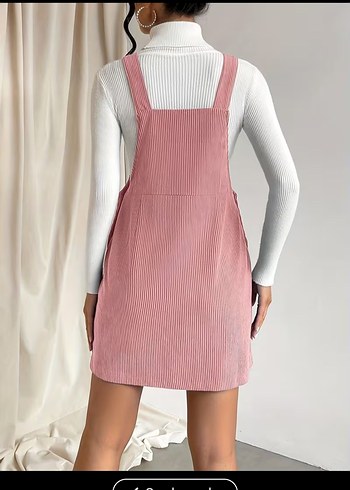 Pembe Midi Kadın Kısa Salopet - Görsel 3