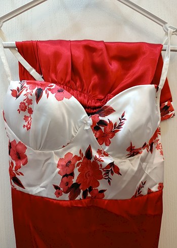 Kırmızı Çiçekli Midi Kadın Sabahlık - Görsel 11