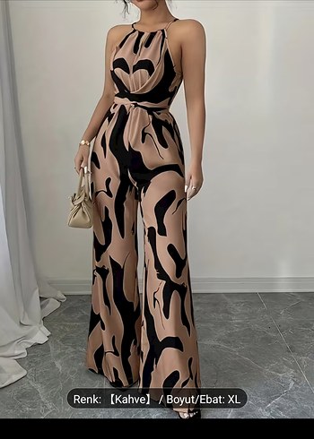 Kadın Kahverengi Zebra Desenli Uzun Tulum - Görsel 2