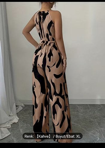 Kadın Kahverengi Zebra Desenli Uzun Tulum - Görsel 3