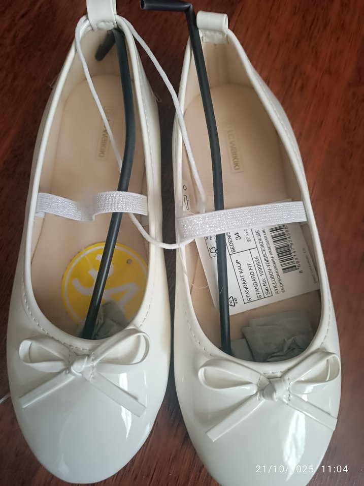 Kız Çocuk Beyaz Fiyonk Detaylı Babet - Görsel 2