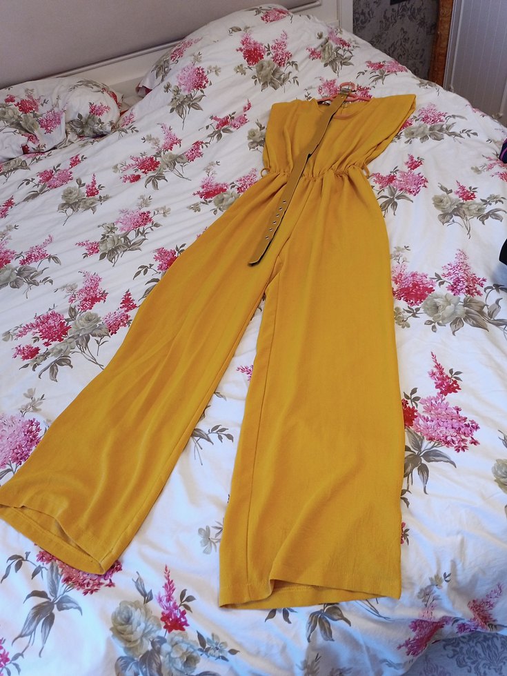 Hardal Sarısı Kemerli Uzun tulum - Görsel 2