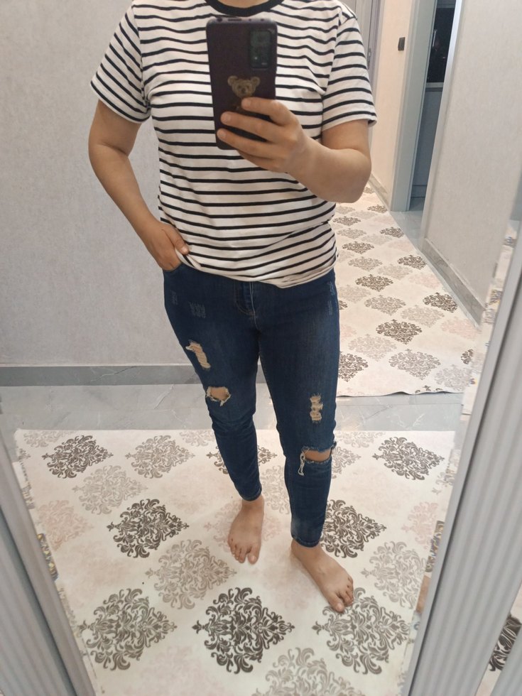 Yırtık Detaylı Mavi yırtık Jean Pantolon - Görsel 5