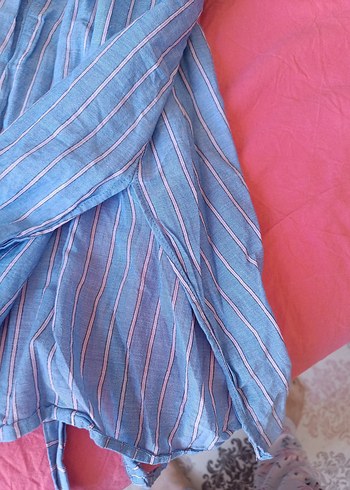 Mavi V Yaka Salaş efil efil elbise - Görsel 3