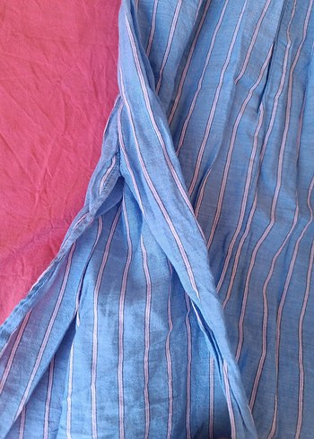 Mavi V Yaka Salaş efil efil elbise - Görsel 2