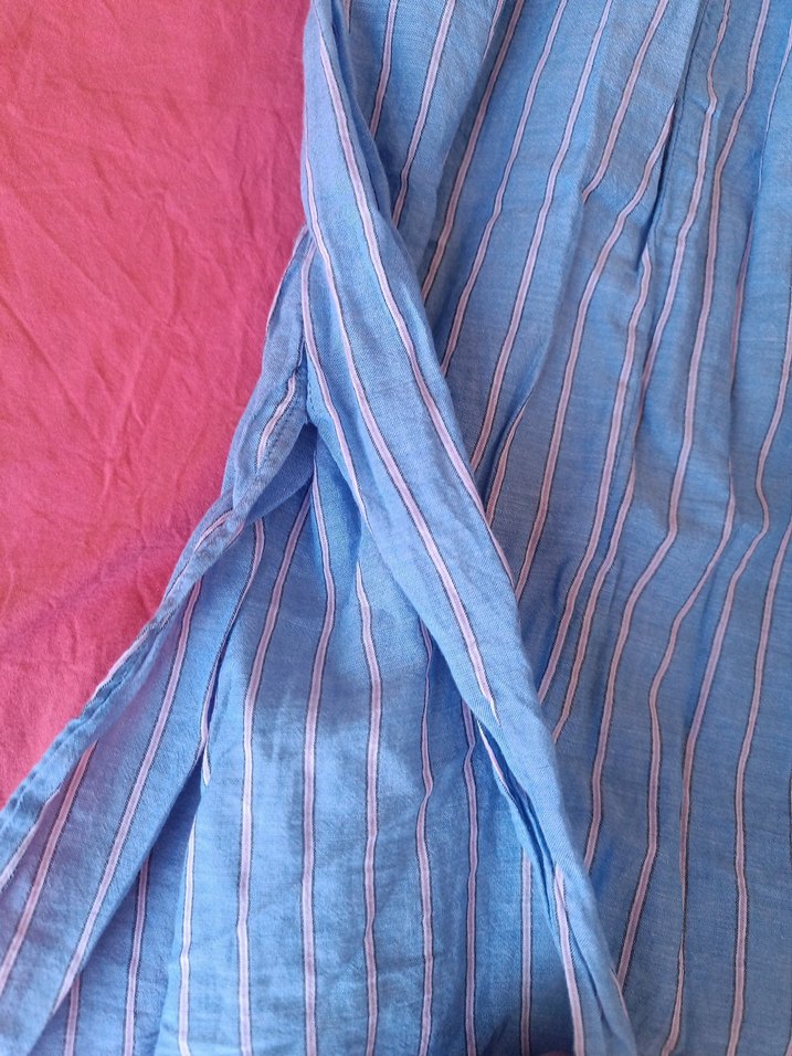 Mavi V Yaka Salaş efil efil elbise - Görsel 2