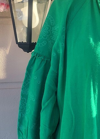 Suud Collection Yeşil keten elbise