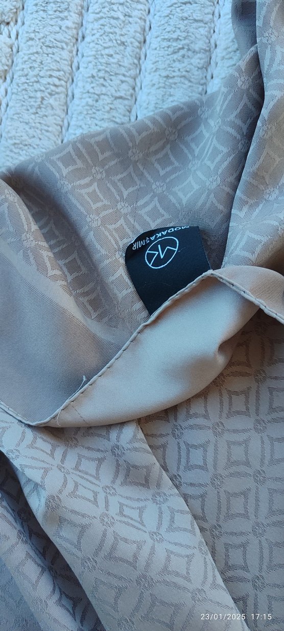 Bej Gri Düz Desen Eşarp - Görsel 5