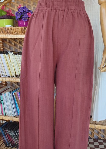 Bol Kesim, Keten Kumaş Kadın Pantolon - Görsel 3