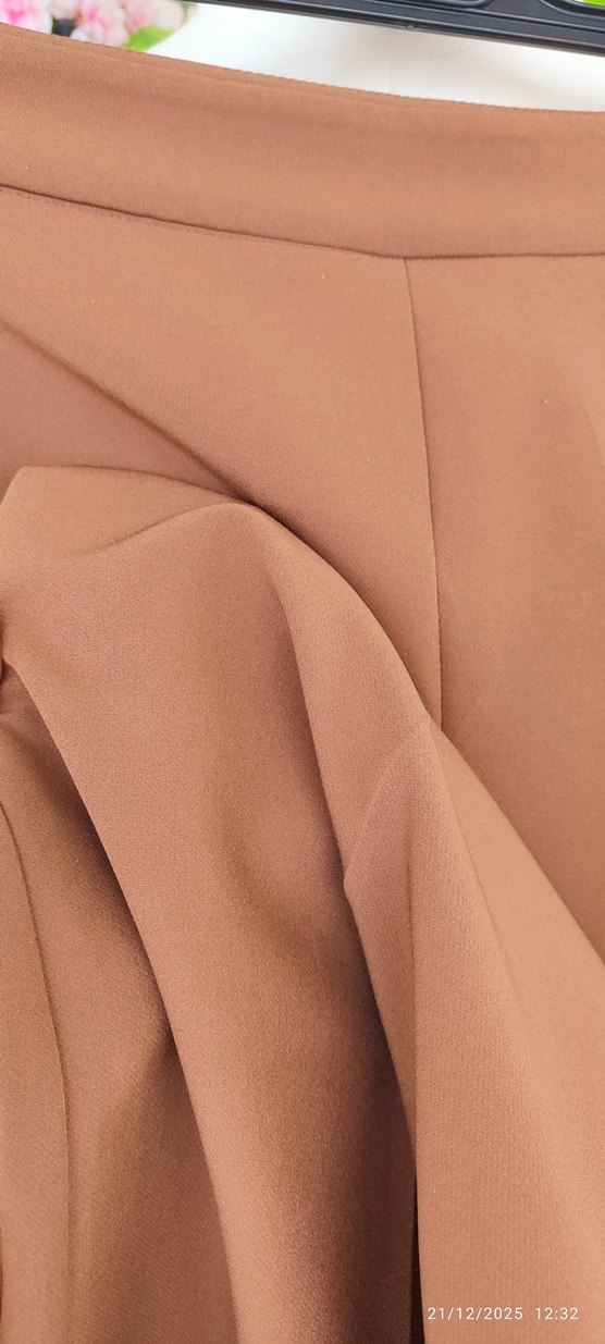 Bej Midi Kumaş Kadın Pantolon - Görsel 3