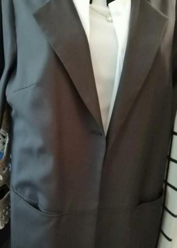 Kadın Siyah Uzun Düz Ofis Kabanı - Görsel 2