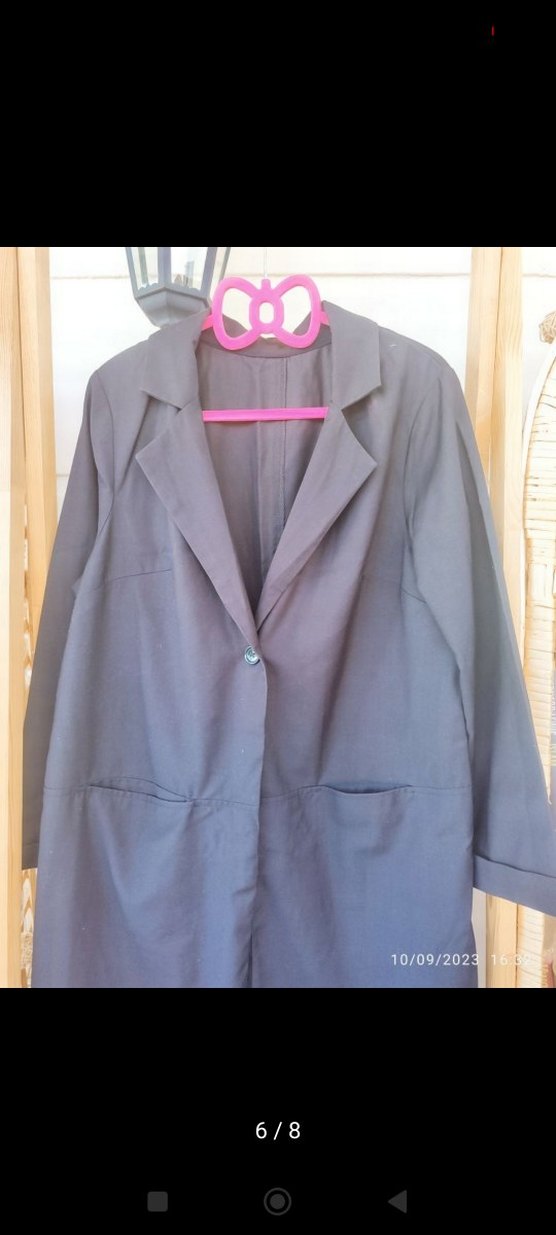 Kadın Siyah Uzun Düz Ofis Kabanı - Görsel 4